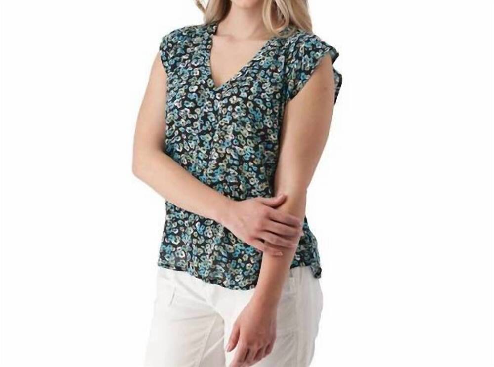 NEW AVENTURA francesca floral crepe top in black